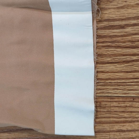 Tan A-line mini dress w/ small cutout Sandro size XS white raw hem fitted - Picture 6 of 6